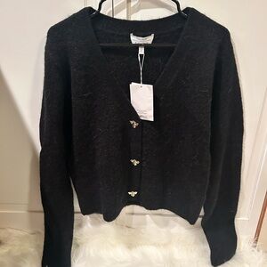& Other Stories — Black V-Neck Sweater with Button Detail